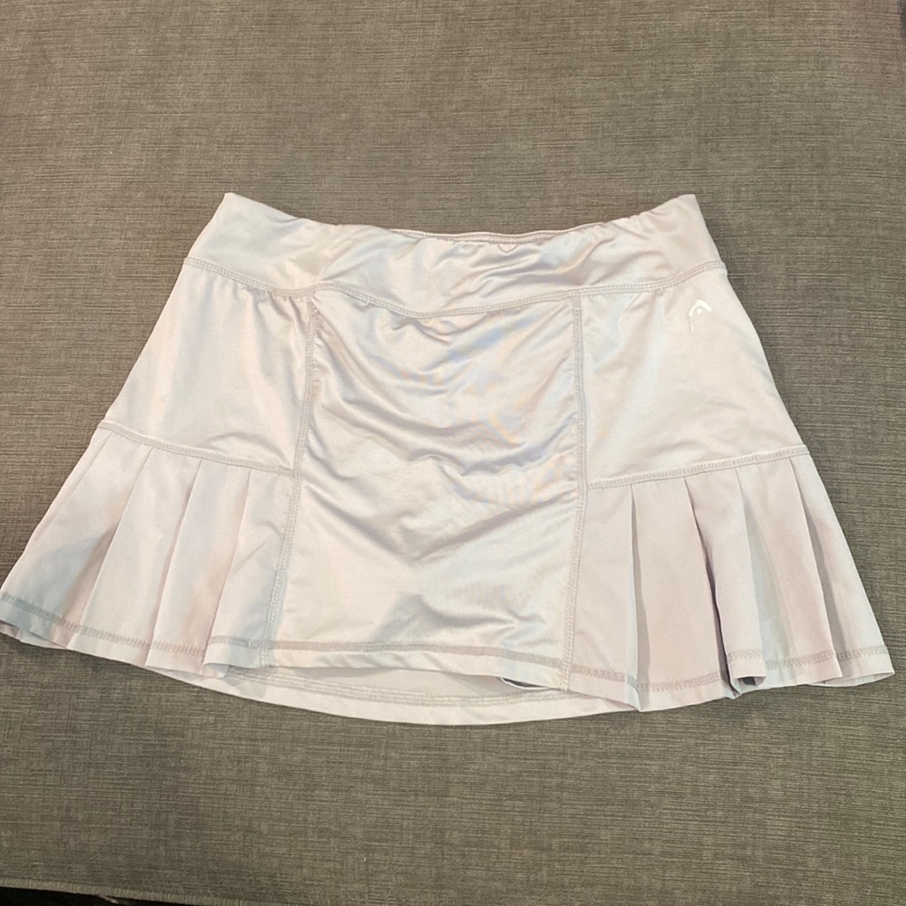 Gray tennis skirt with built-in shorts